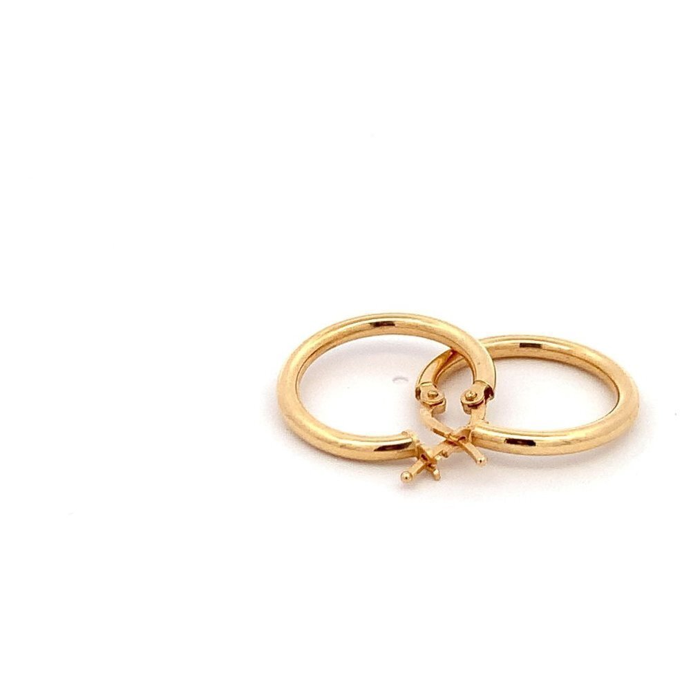 18K Yellow Gold Earrings Hoops Small Plain 2grams - Picture 4 of 9